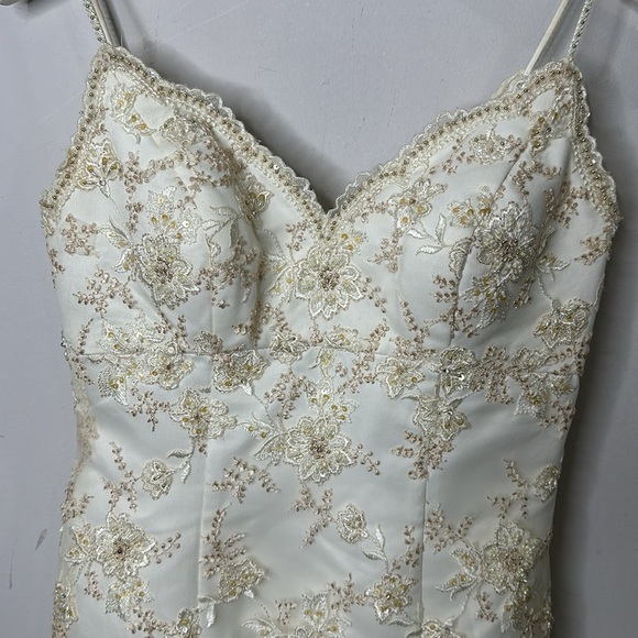 Oleg Cassini Elegant Mini Beaded Lace Embroidered Ivory /champ Wedding Dress - 4 - Picture 8 of 8